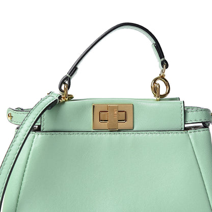 Fendi Shiny Nappa Micro Peekaboo Iconic Satchel Verde Acqua 8 of 11