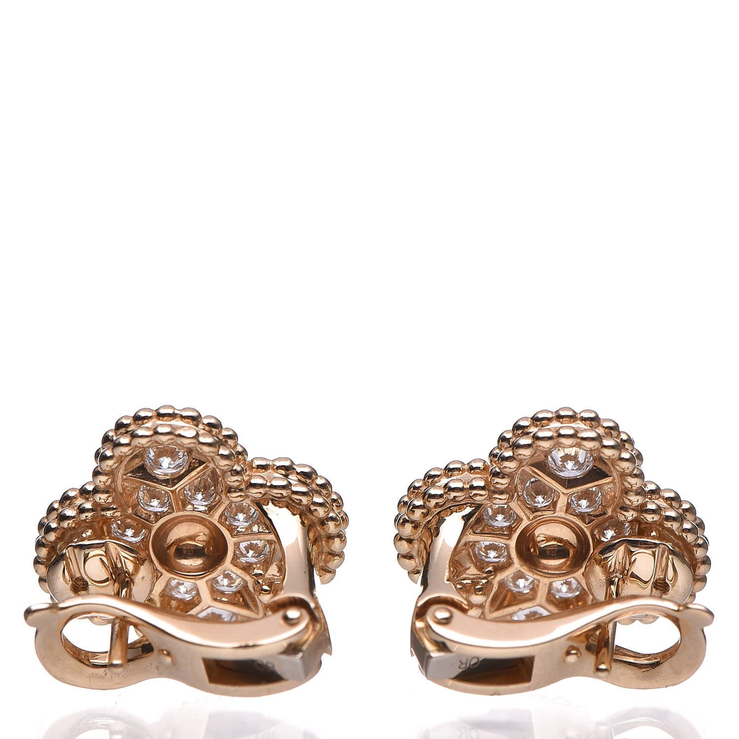 18K Yellow Gold Diamond Vintage Alhambra Earrings