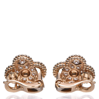 Van Cleef & Arpels 18K Yellow Gold Diamond Vintage Alhambra Earrings 4 of 10