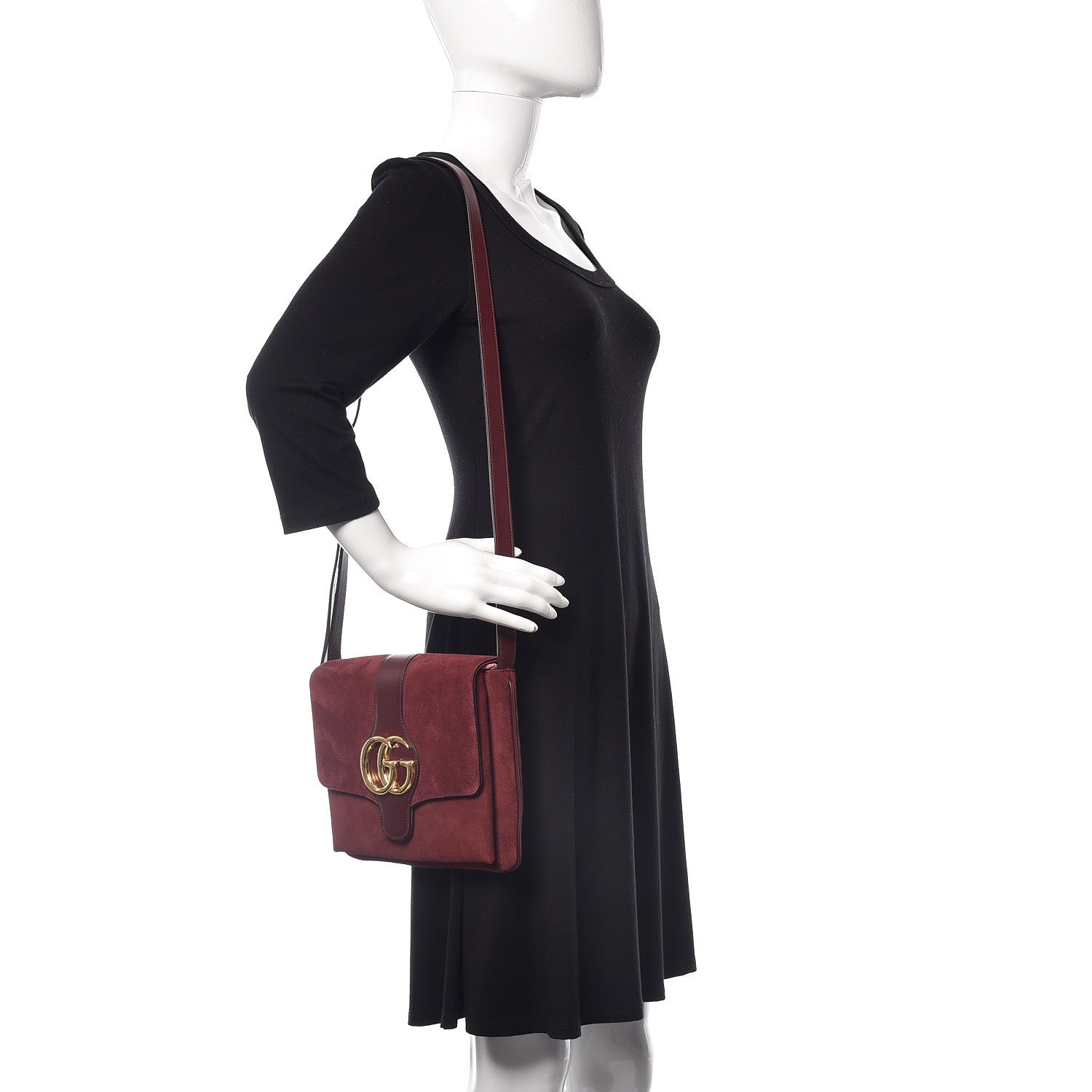 Gucci Suede Medium Arli Flap Shoulder Bag Vintage Bordeaux 2 of 16