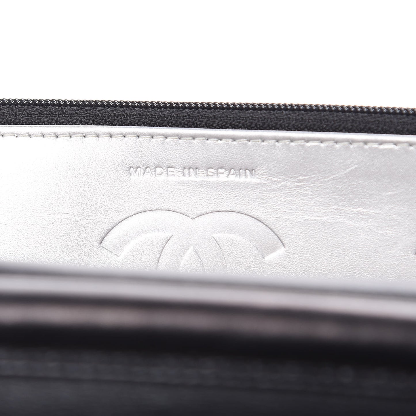 Calfskin Quilted Cambon Wallet On Chain WOC Black