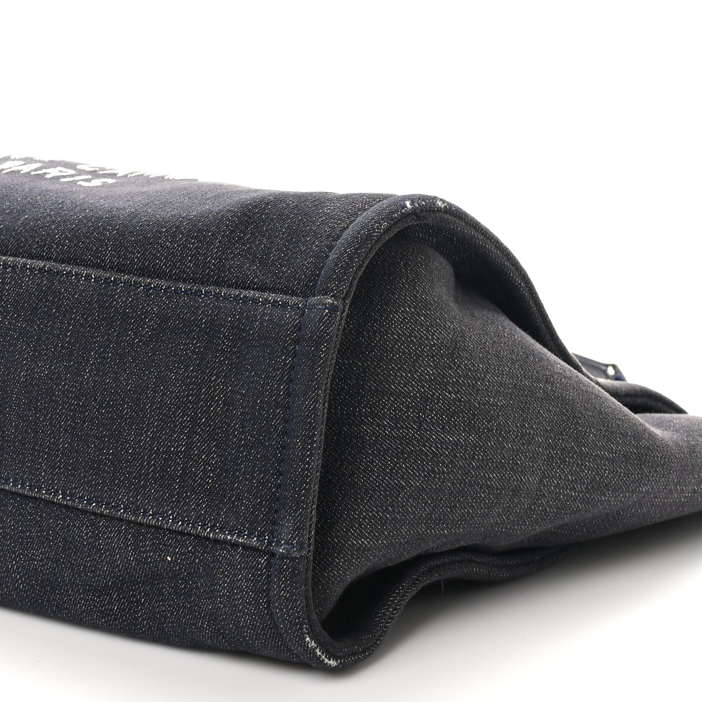 Lurex Canvas Small Deauville Tote Navy Blue Gold