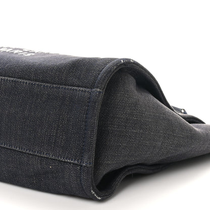 Chanel Lurex Canvas Small Deauville Tote Navy Blue Gold 10 of 11