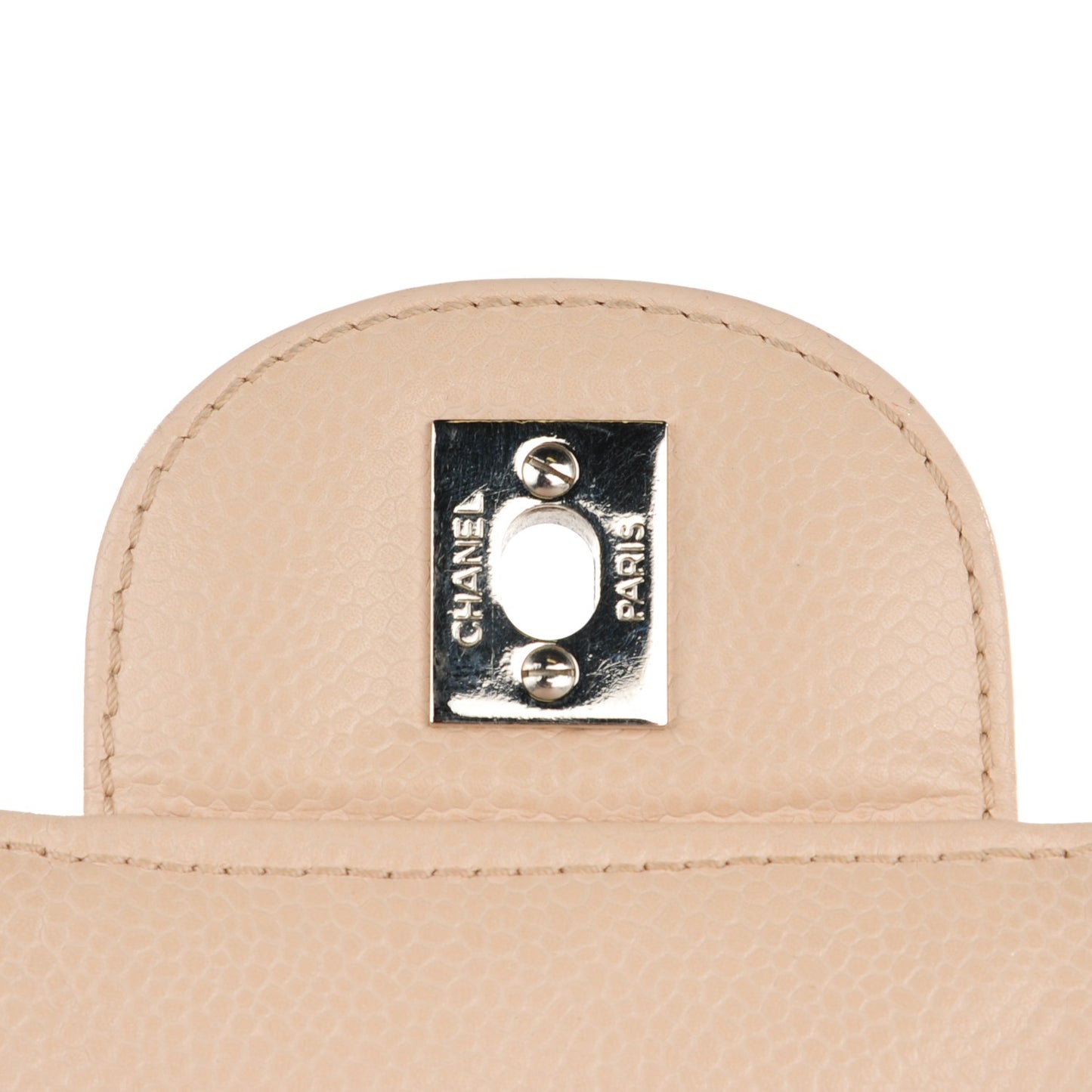 Caviar Quilted Jumbo Single Flap Beige Clair