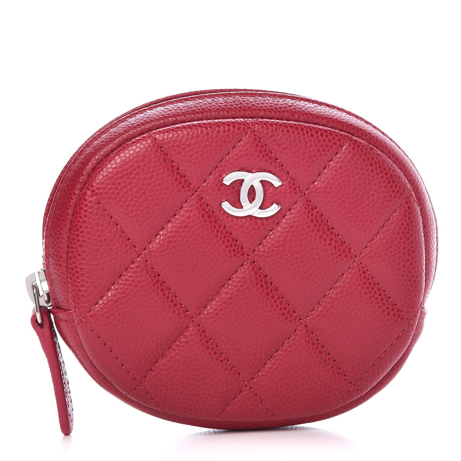 Chanel Caviar Quilted Zip Around Classic Coin Purse Dark Pink 8 of 9