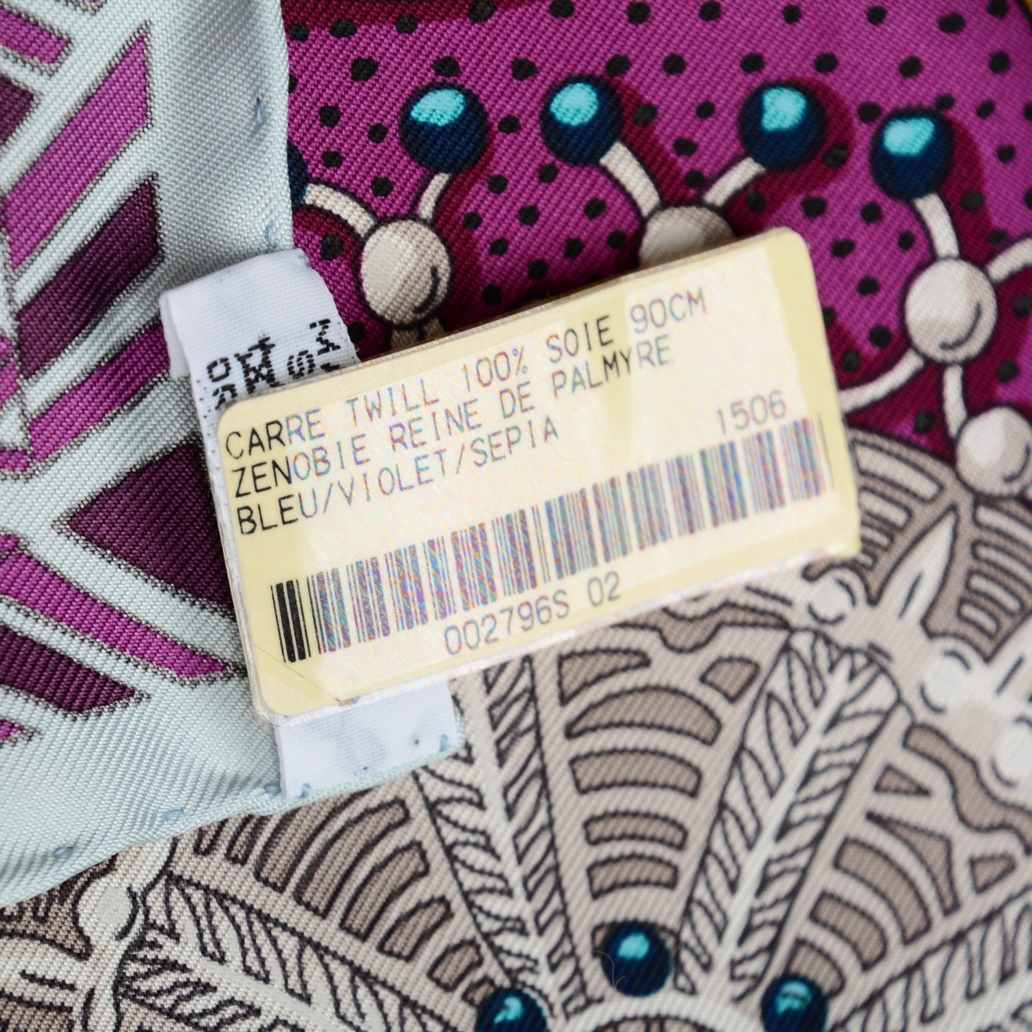 Hermes Silk Zénobie Reine De Palmyre Scarf 90 Bleu Violet Sepia 6 of 6