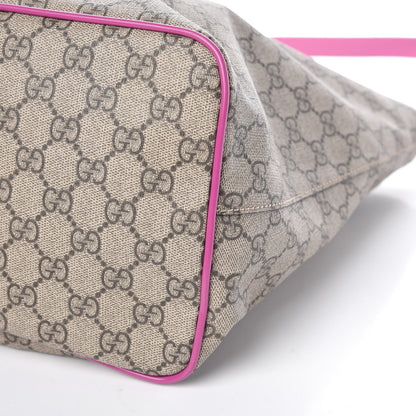 Gucci Soft GG Supreme Monogram Medium Crossbody Tote Beige Hibiscus Red New Rosette 9 of 9