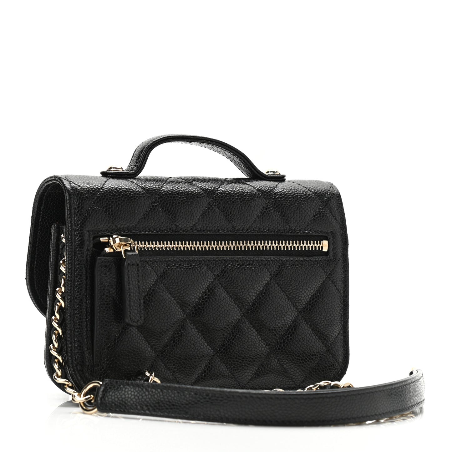 Caviar Quilted Business Affinity Clutch With Chain Black
