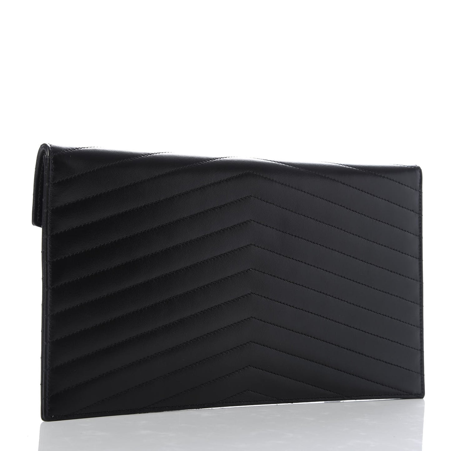 Calfskin Matelasse Chevron Monogram Uptown Clutch Black