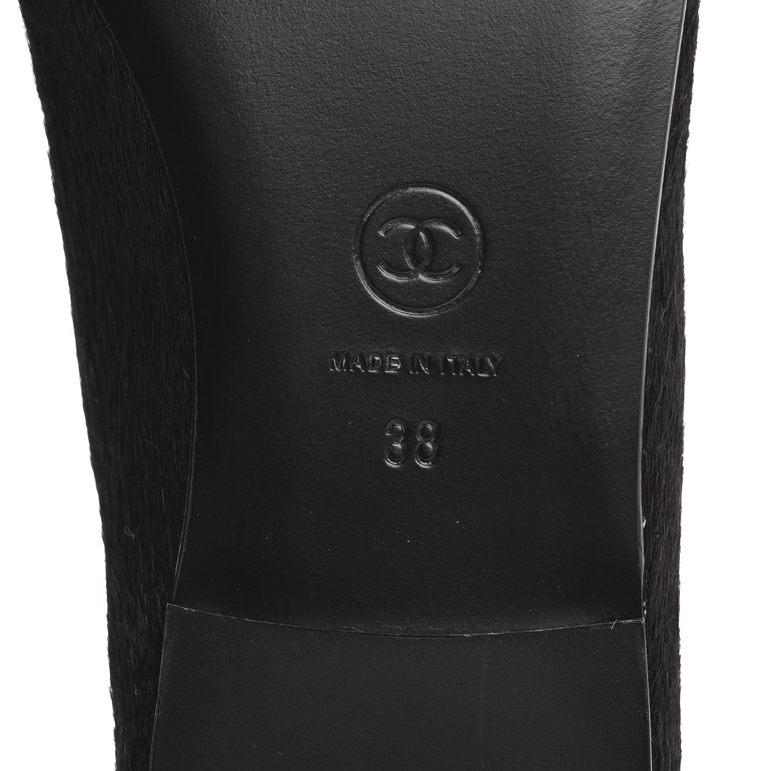 Chanel Pony Hair Cap Toe CC Ballerina Flats 38 Dark Burgundy Black 8 of 10
