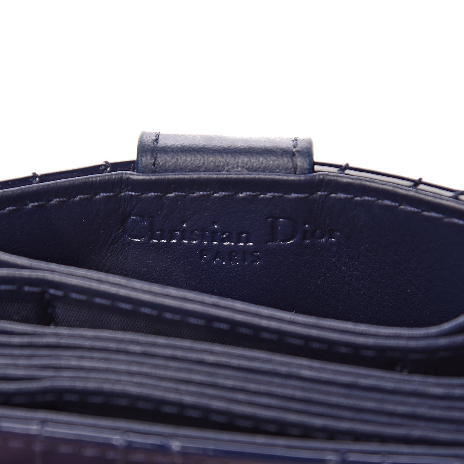 Christian Dior Patent Cannage Lady Dior 5-Gusset Card Holder Navy Blue 6 of 7