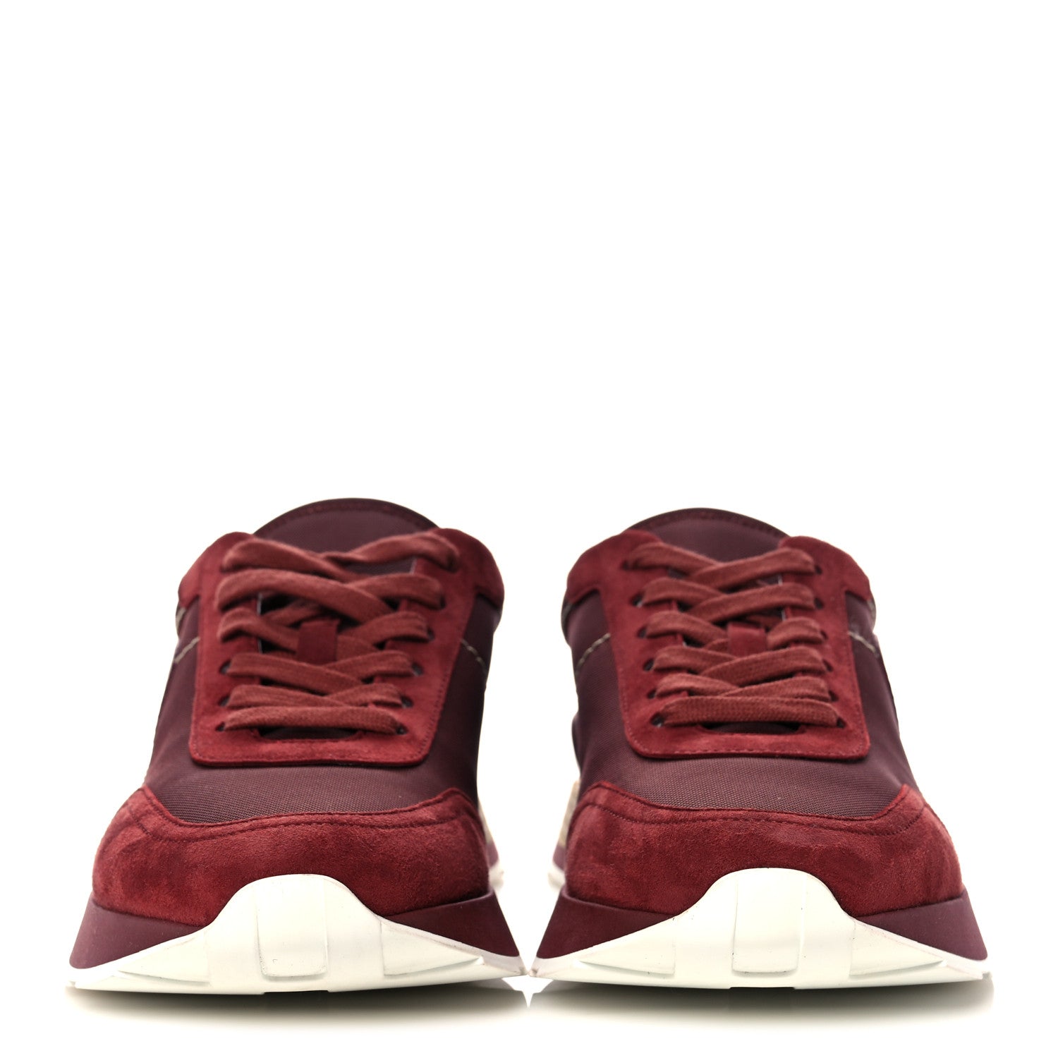 Hermes Technical Canvas Calfskin Womens Drive Sneakers 37.5 Bordeaux 2 of 9
