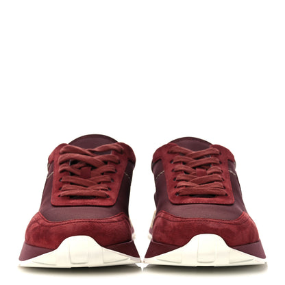 Hermes Technical Canvas Calfskin Womens Drive Sneakers 37.5 Bordeaux 2 of 9