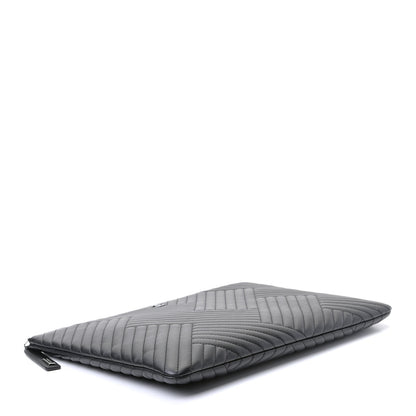 Chanel Lambskin Quilted Large Crossing Cosmetic Case Black 3 of 5