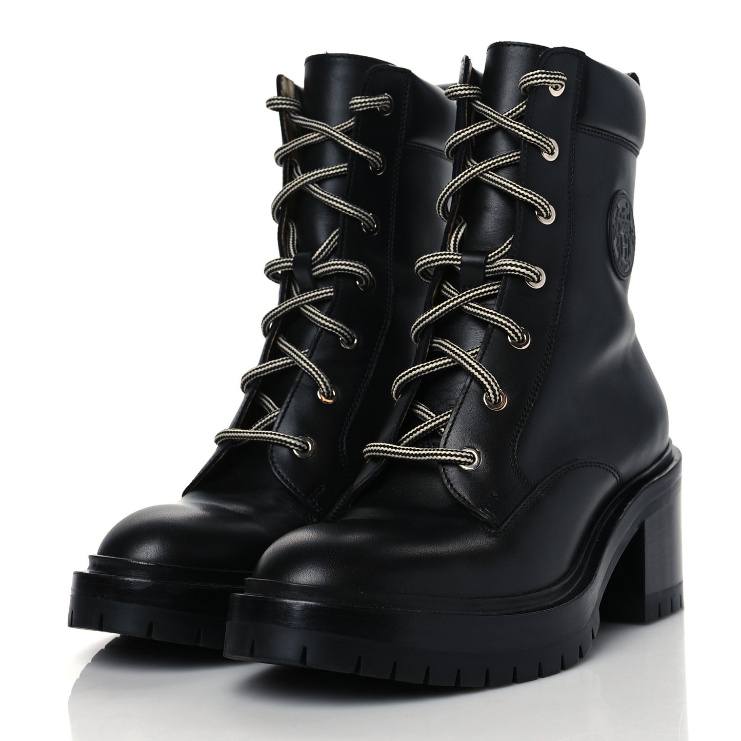 Calfskin Bridge Ankle Boots 36.5 Black