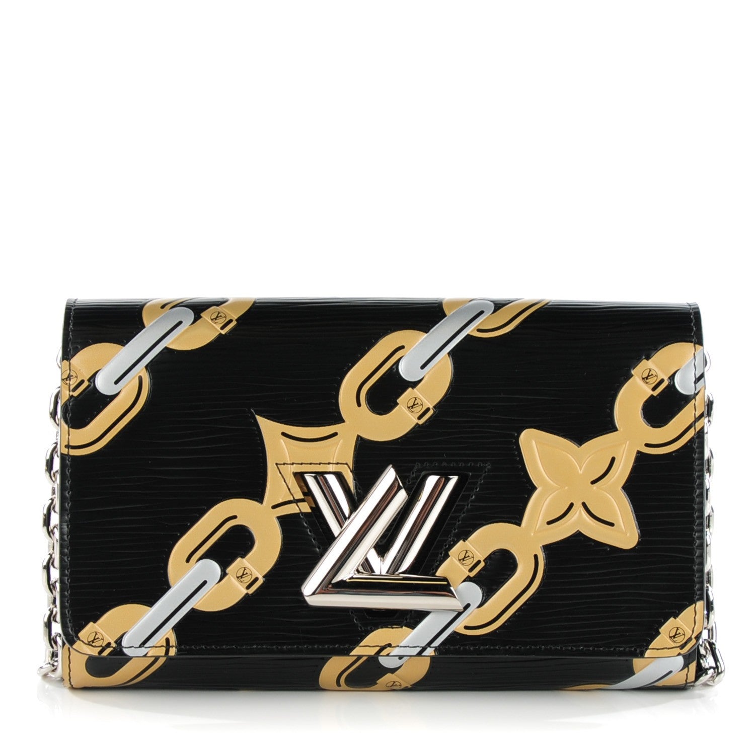 Louis Vuitton Epi Chain Flower Print Twist Chain Wallet Black 1 of 7