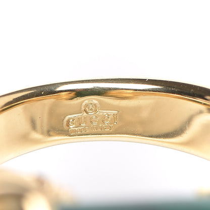 Gucci 18K Yellow Gold Malachite Horsebit Ring 54 6.75 6 of 7