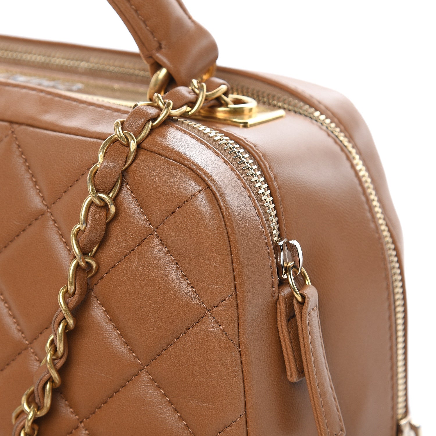 Chanel Lambskin Quilted Medium Trendy CC Bowling Bag Camel 16 of 19