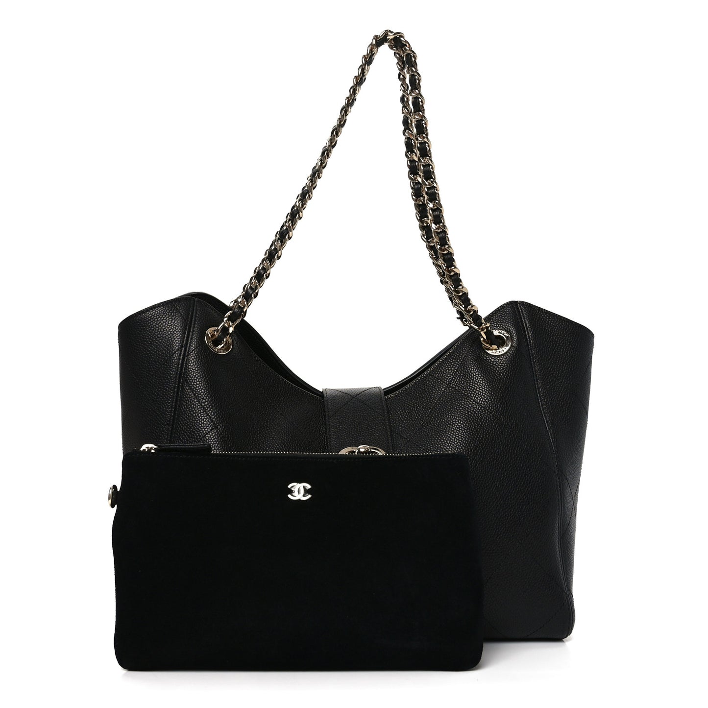 Grained Calfskin Large Shopping Bag Black