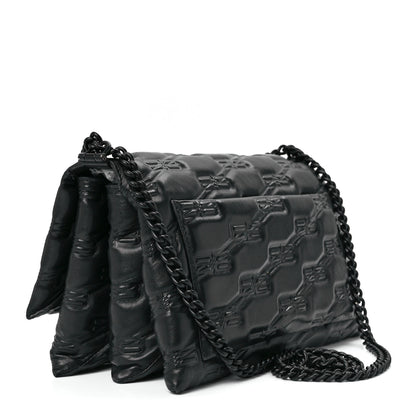 Balenciaga Nappa BB Monogram Embossed Medium Triplet Bag Black 3 of 12
