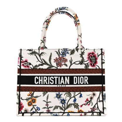 Christian Dior Raffia Embroidered Petites Fleurs Medium Book Tote White Multicolor 1 of 13