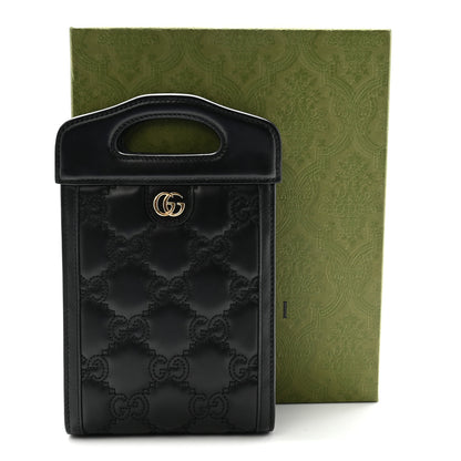 Gucci Calfskin GG Matelasse Mini Top Slip Handle Crossbody Bag Black Natural 10 of 10