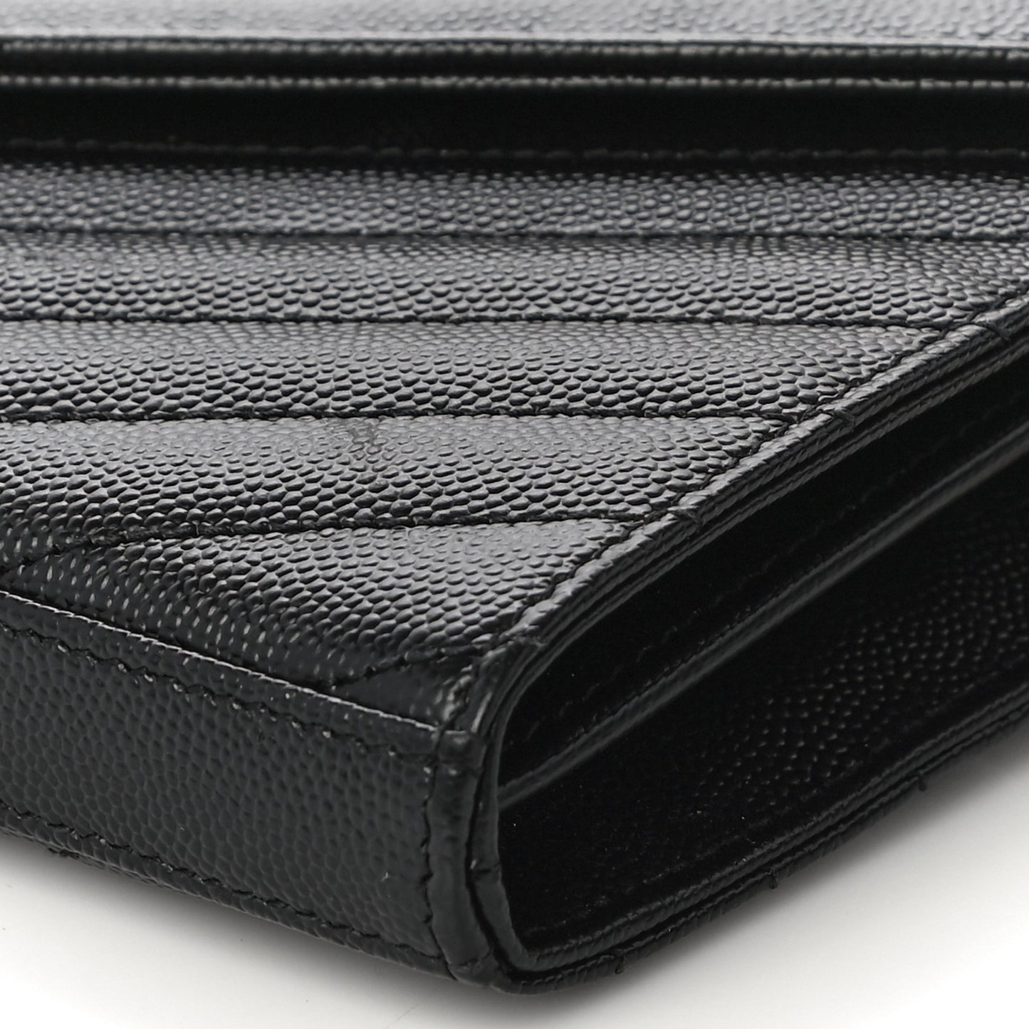 Grain De Poudre Matelasse Chevron Monogram Chain Wallet Black