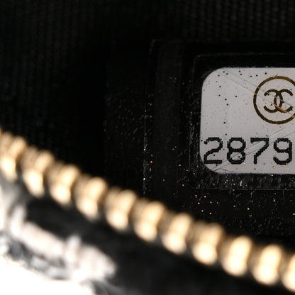 Chanel Tweed Shearling Round Clutch With Chain and Coin Purse Black and White 9 of 14