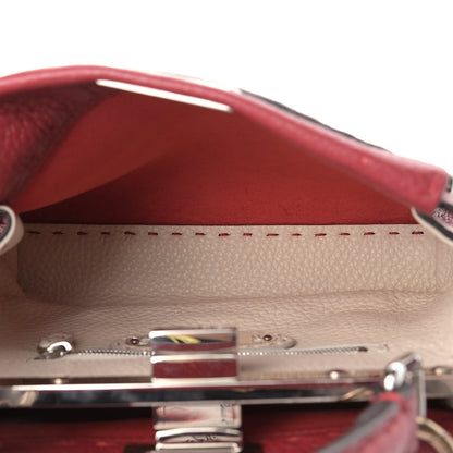 Fendi Cuoio Romano Selleria Bi-Color Mini Peekaboo Iconic Satchel Rosso Camelia 6 of 11