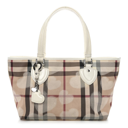 Burberry Supernova Check Hearts Small Nickie Tote White 1 of 12