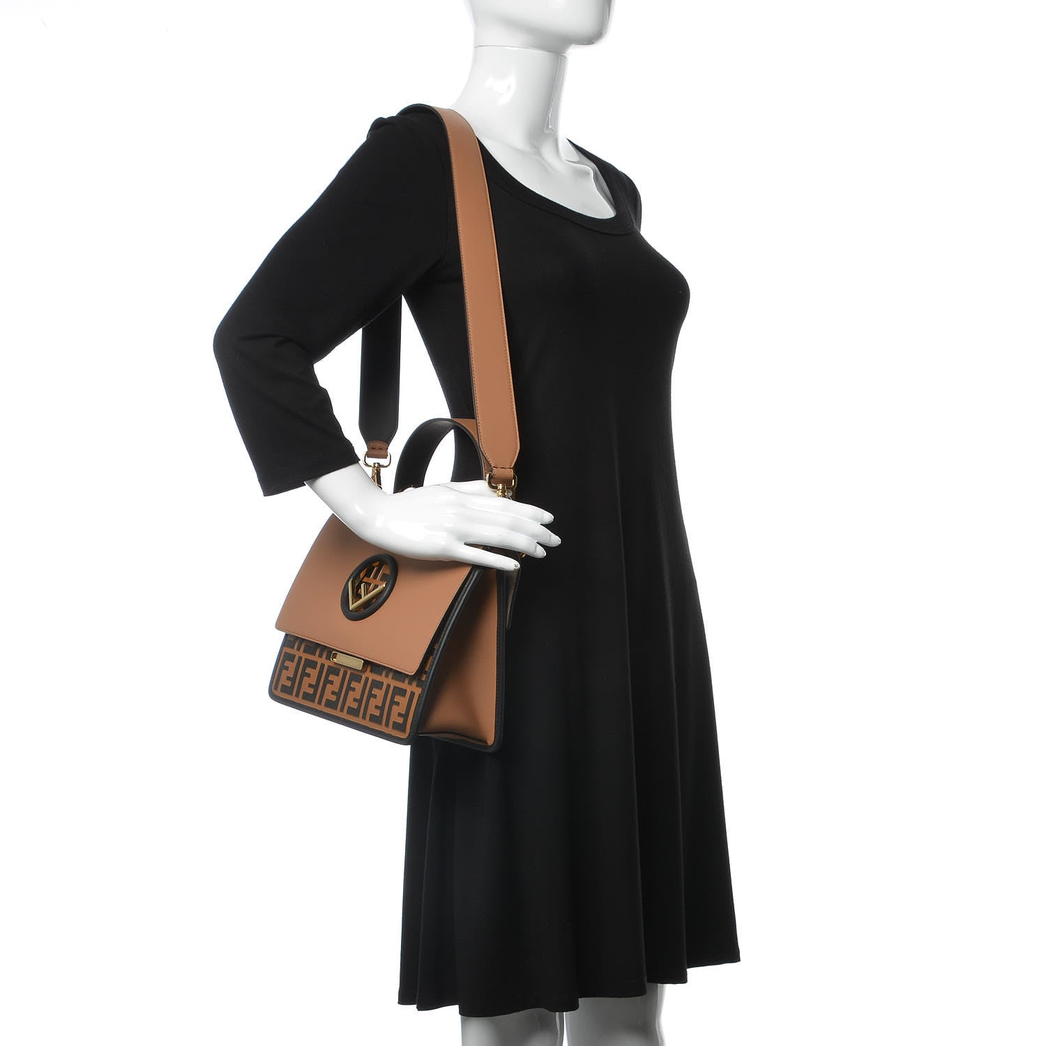Fendi Vitello Century F is Fendi FF Embossed Kan I Shoulder Bag Orzo Tobacco 2 of 11