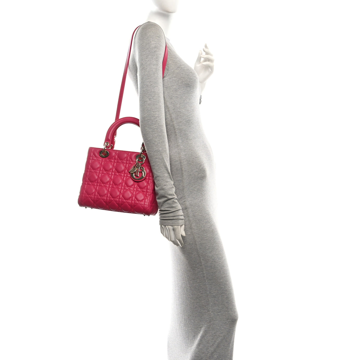Lambskin Cannage Medium Lady Dior Pink