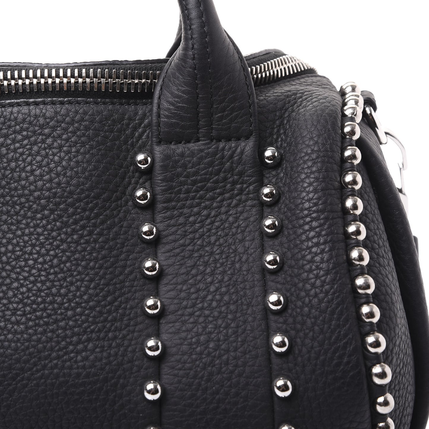 Calfskin Studded Rockie Matte Black Rhodium Hardware
