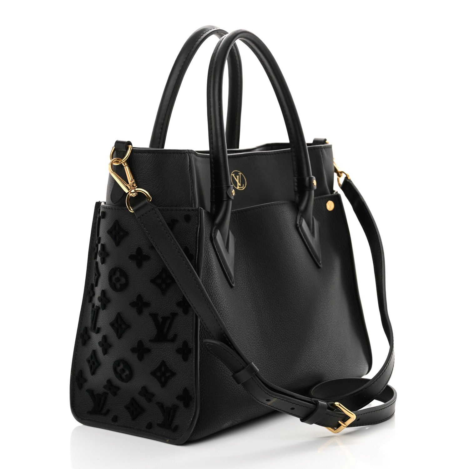 Louis Vuitton Calfskin Monogram Tufting On My Side Black 2 of 12