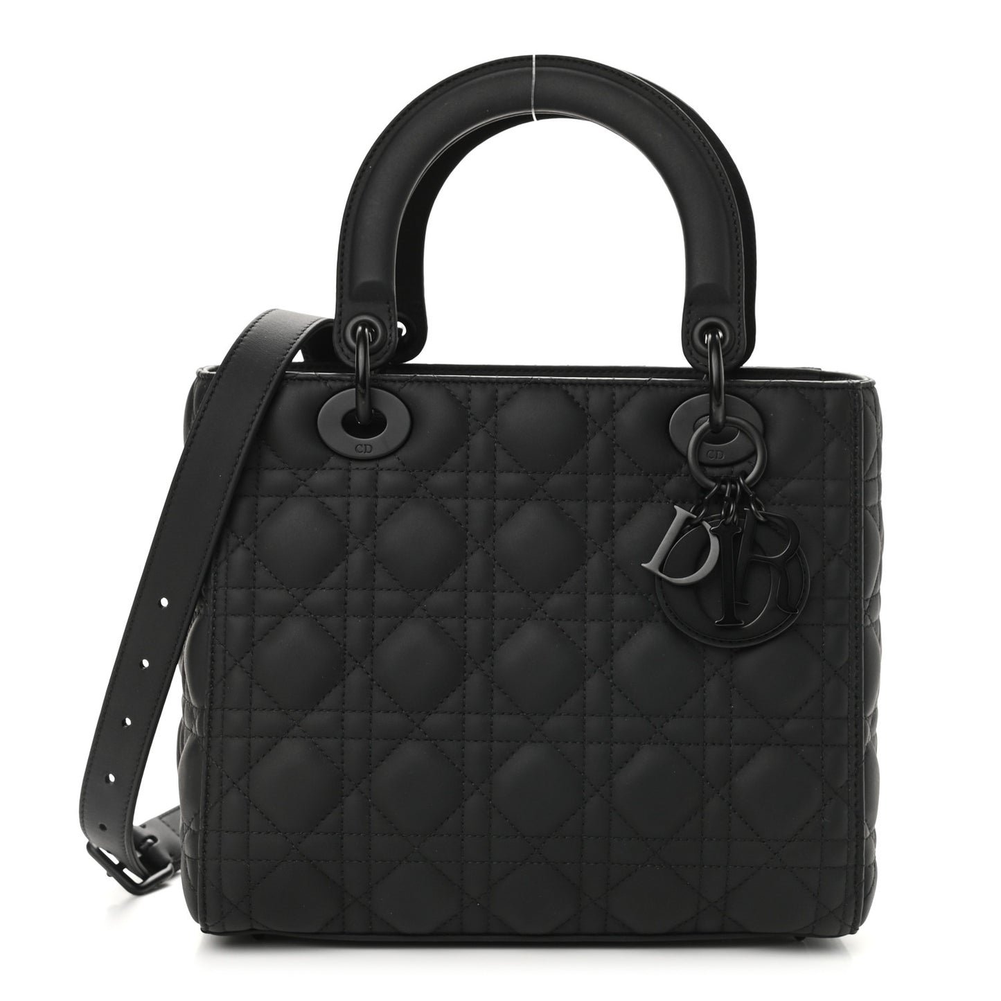 Ultra Matte Calfskin Cannage Medium Lady Dior Black