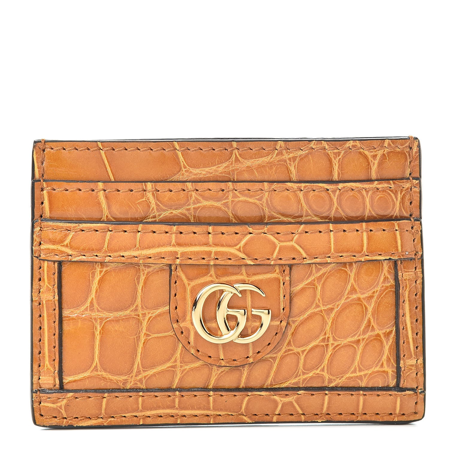 Gucci Crocodile GG Ophidia Card Holder Cognac 1 of 7