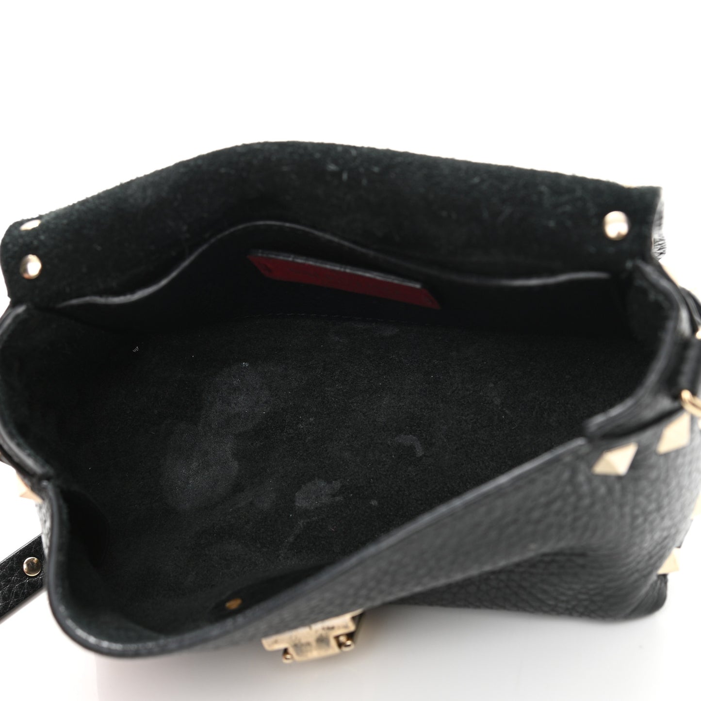 Pebbled Calfskin Mini Rockstud Crossbody Bag Black