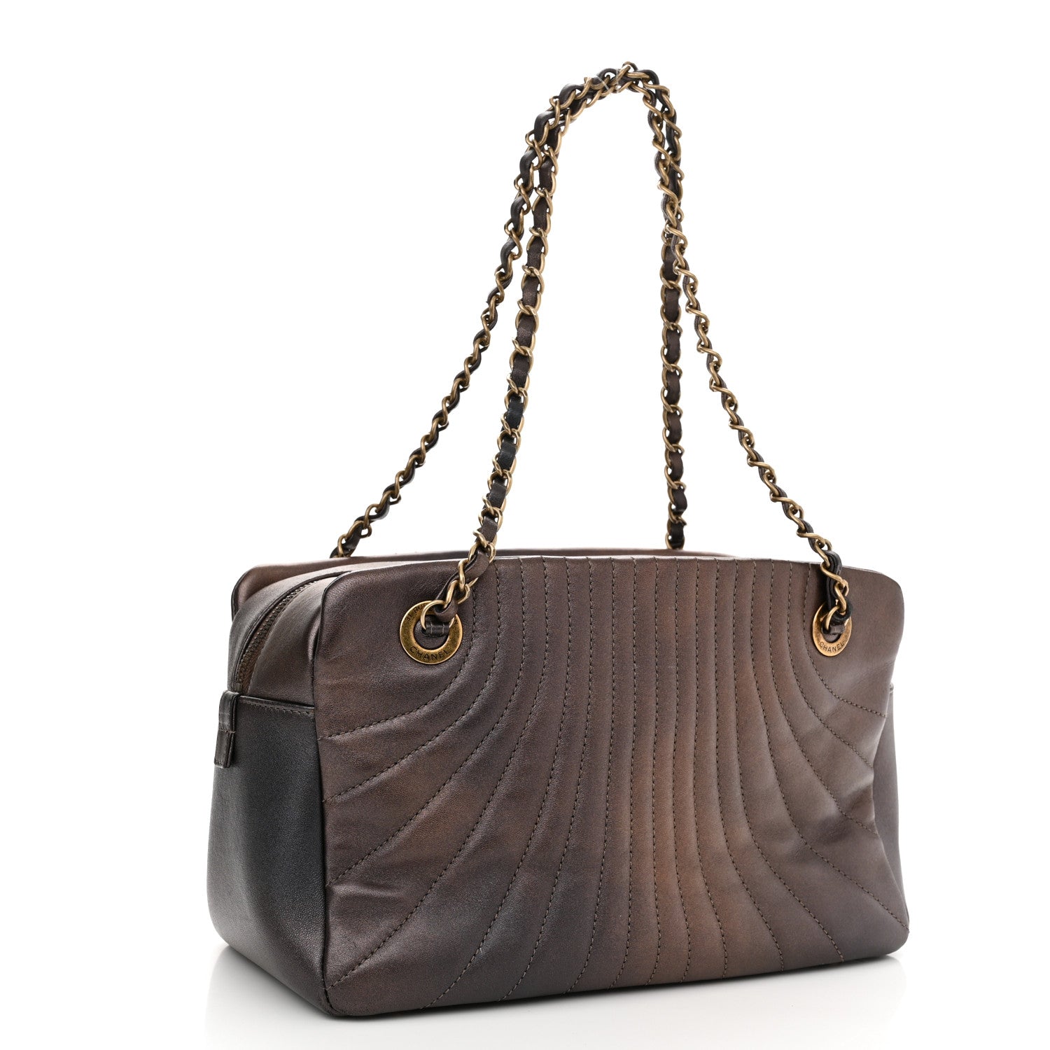 Chanel Metallic Lambskin Paris Shanghai Quilted Tote Khaki 2 of 10