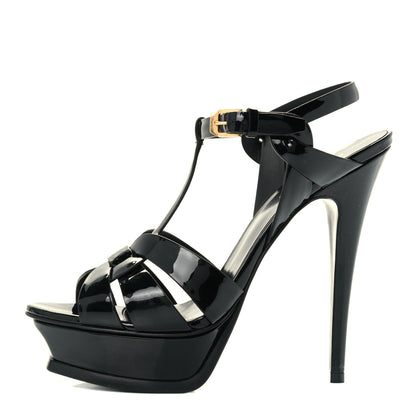 Saint Laurent Patent Tribute 105 Platform Sandals 38.5 Black 1 of 9