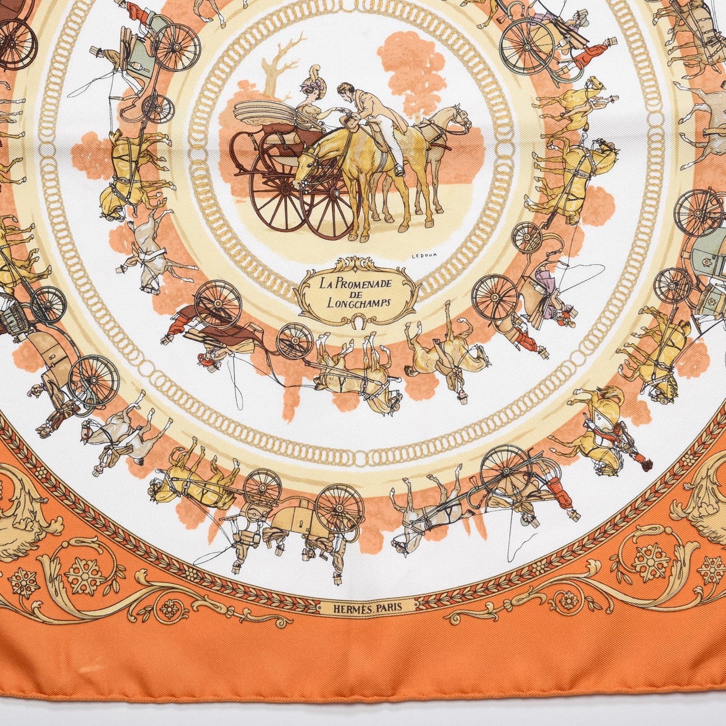 Silk La Promenade De Longchamps Pocket Square Scarf