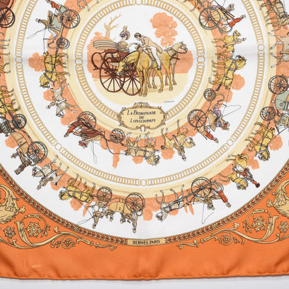 Hermes Silk La Promenade De Longchamps Pocket Square Scarf 3 of 6