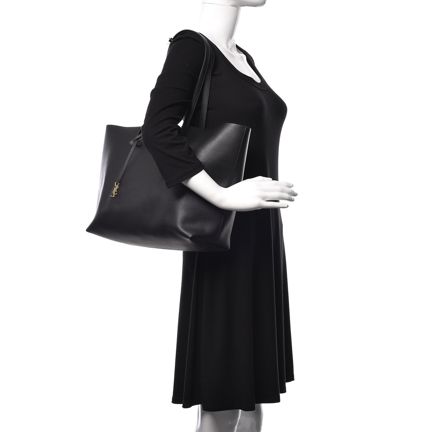 Calfskin Large Shopping Tote Black