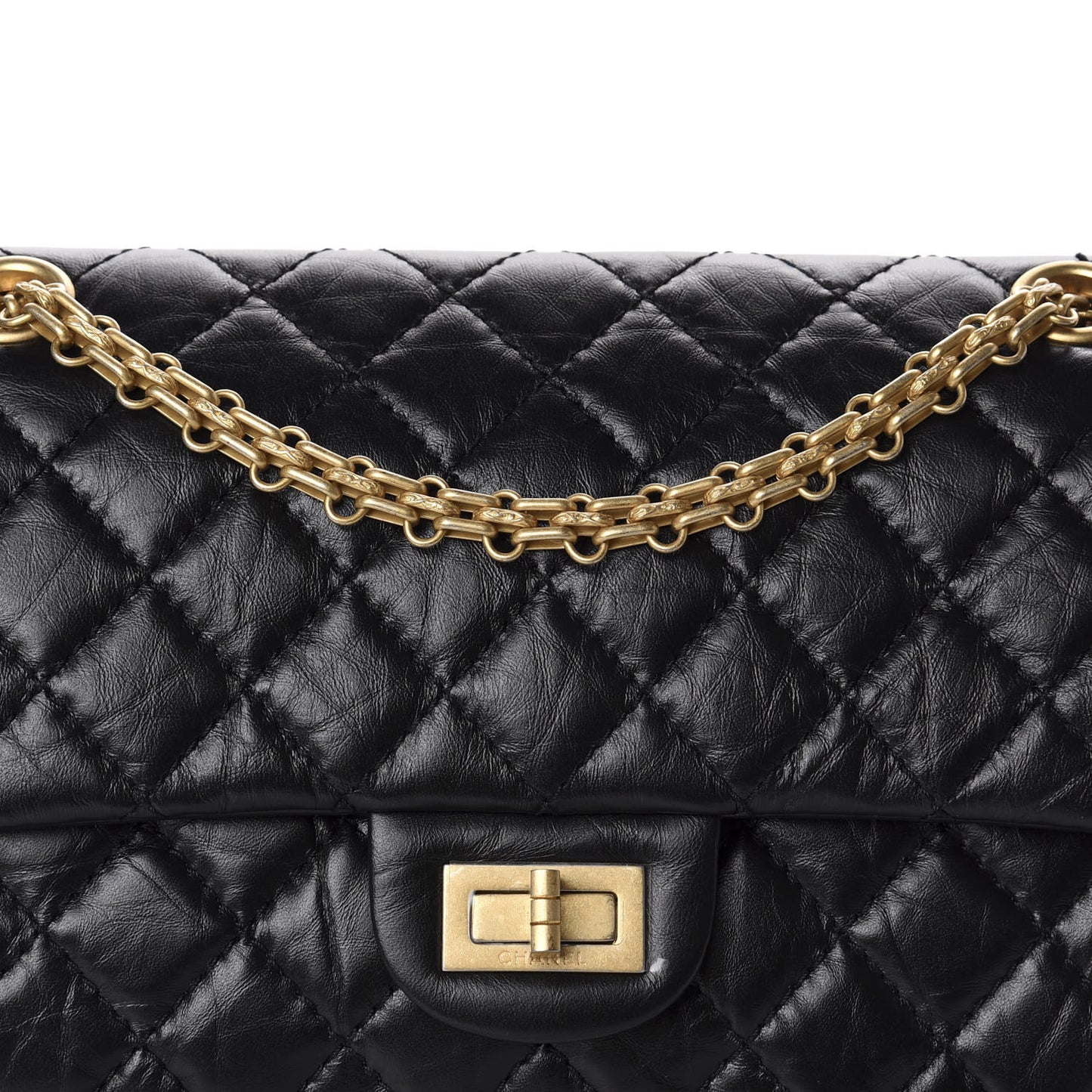Aged Calfskin Quilted 2.55 Reissue 225 Flap Black