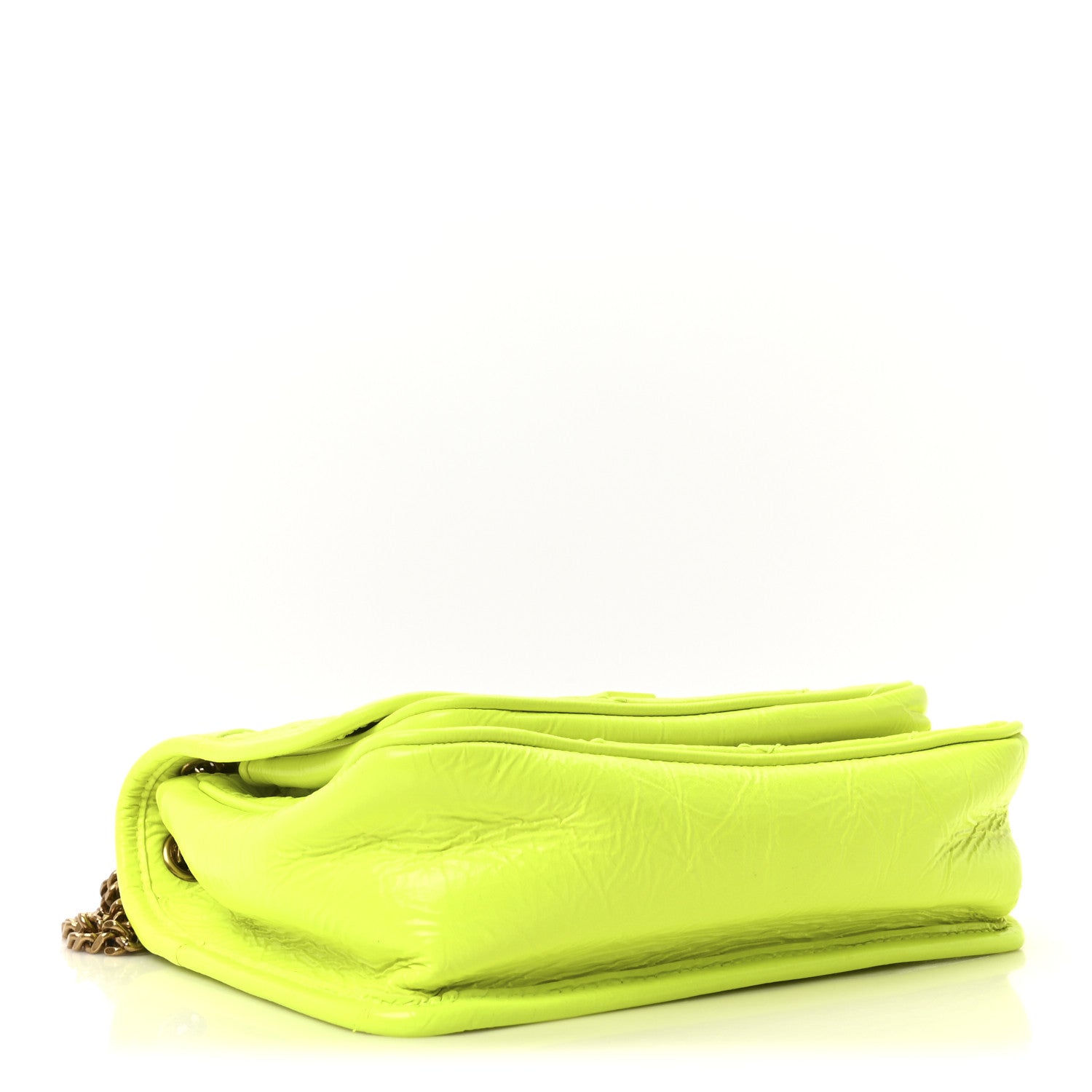 Saint Laurent Crinkled Calfskin Matelasse Monogram Baby Niki Chain Satchel Neon Yellow 4 of 10