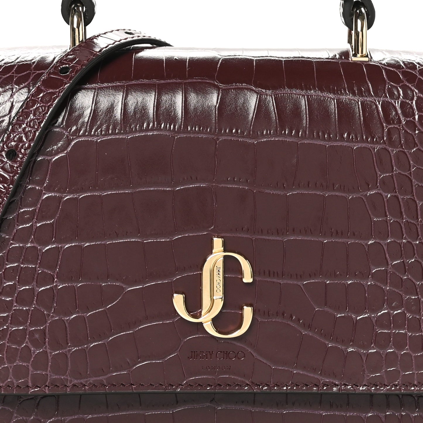 Calfskin Crocodile Embossed Medium JC Top Handle Bordeaux