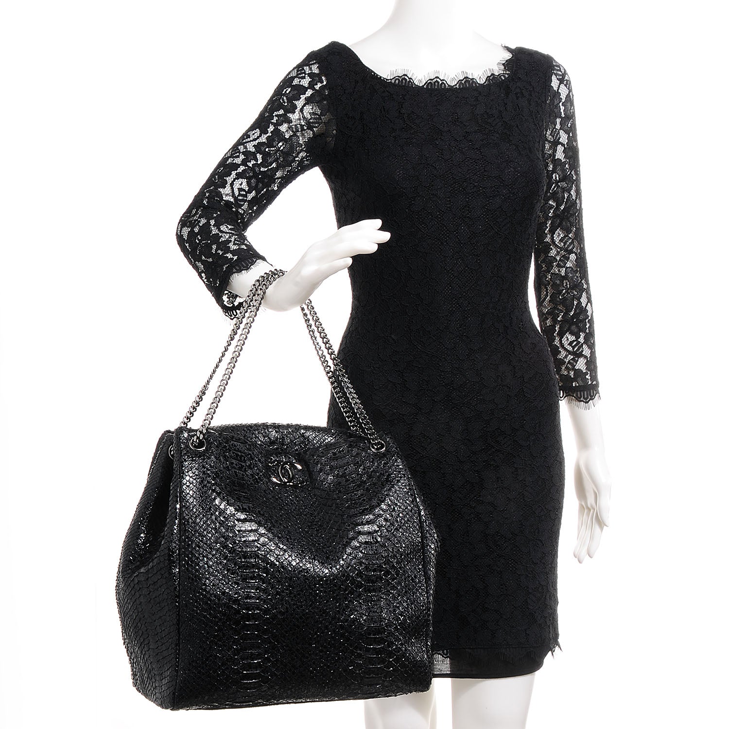 Chanel Python Large Tote Black 2 of 7
