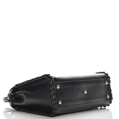 Fendi Vitello Seta Lace Up Medium Peekaboo Iconic Satchel Black 5 of 8