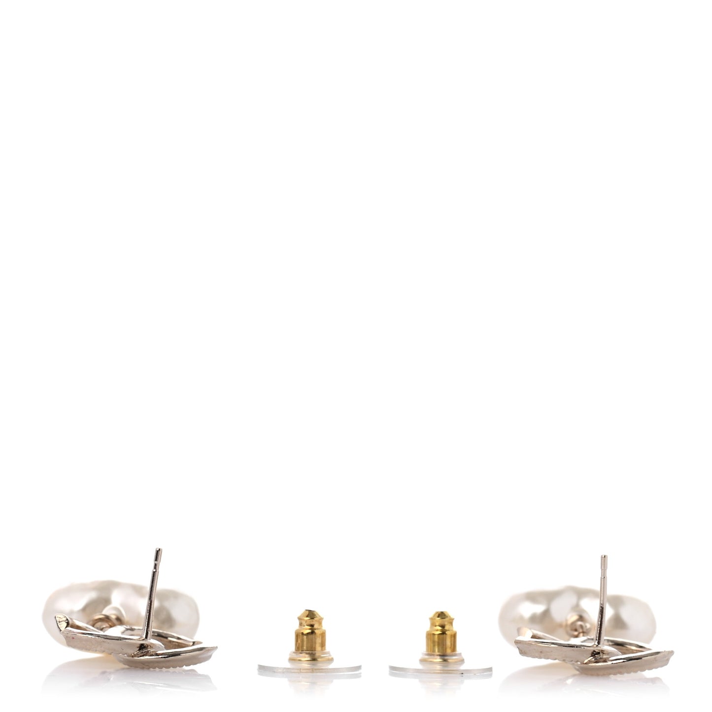 Pearl CC Heart Drop Earrings Gold