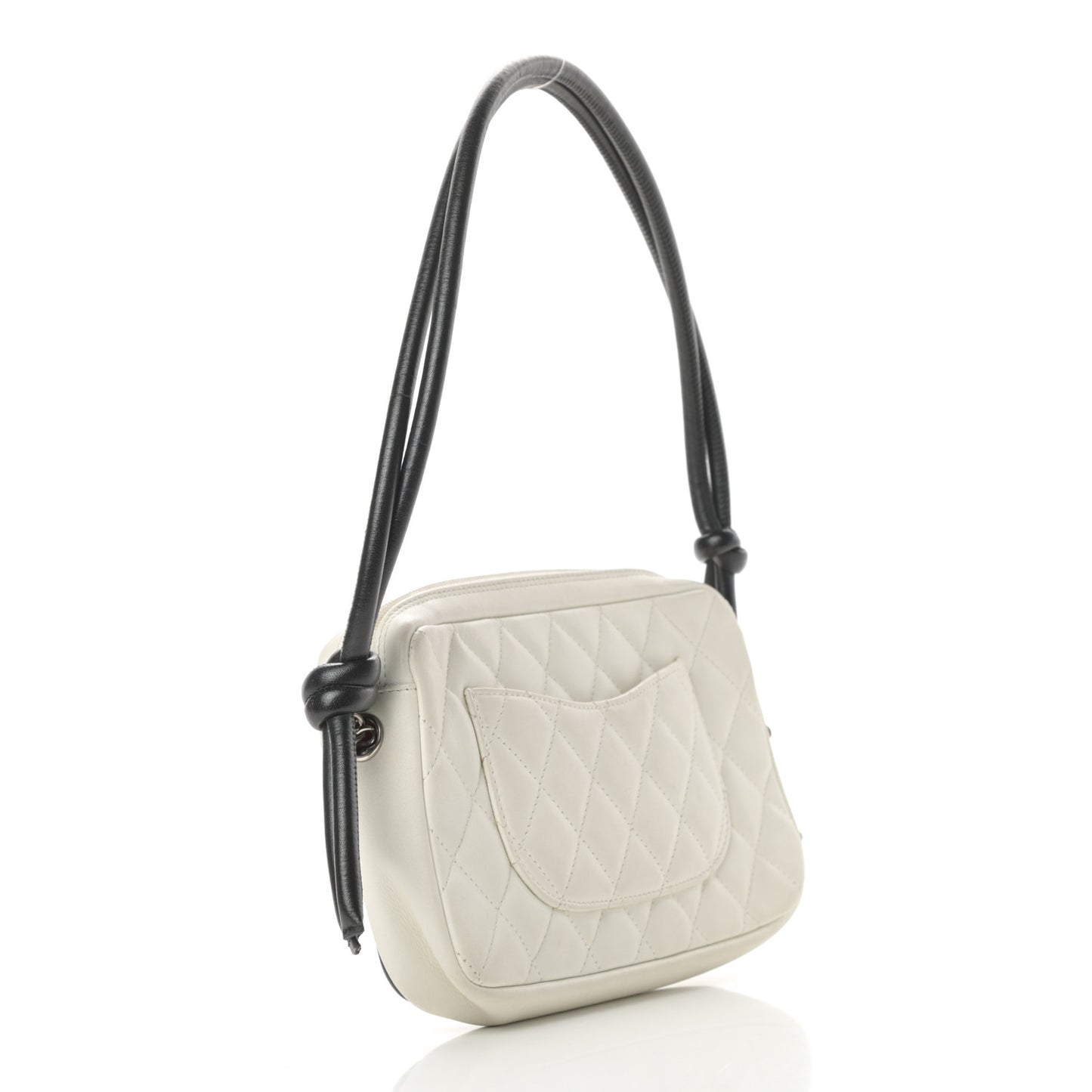 Calfskin Quilted Cambon Pochette White Black