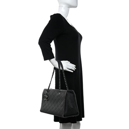 Chanel Calfskin Diamond Embossed Large CC Zip Shopping Tote Grey 2 of 12